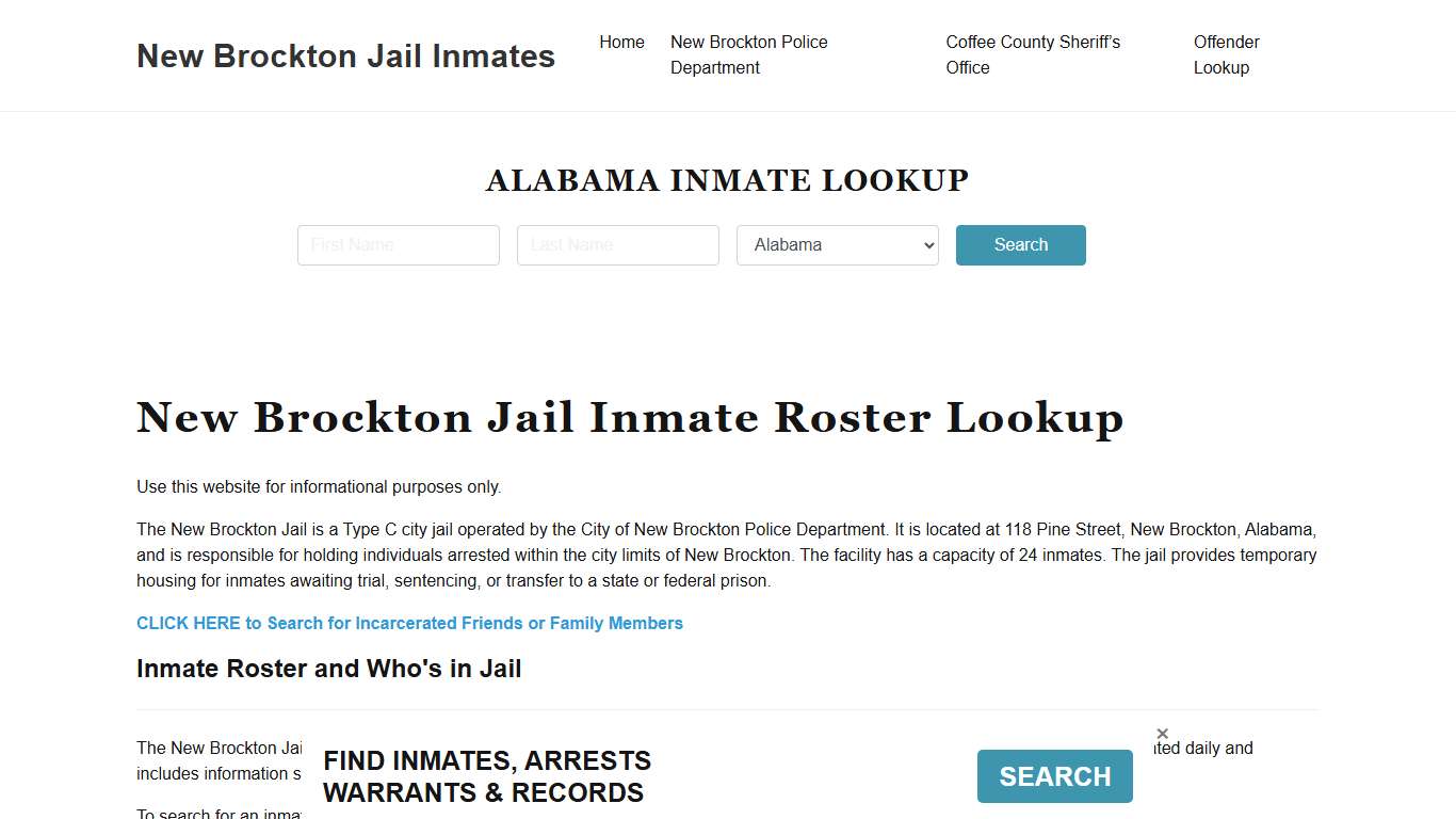 New Brockton Jail Inmate Roster, Coffee County, AL, Offender Search