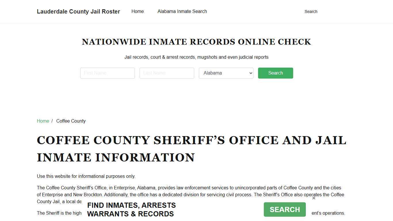 Coffee County Sheriff, AL, Jail Inmate Search, Recent Arrests
